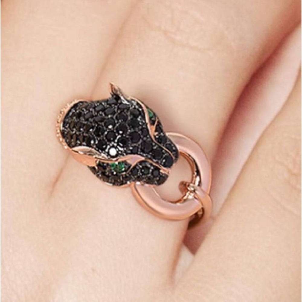 925 Sterling Silver Cubic Zirconia Panther Ring - Picture 5 of 9